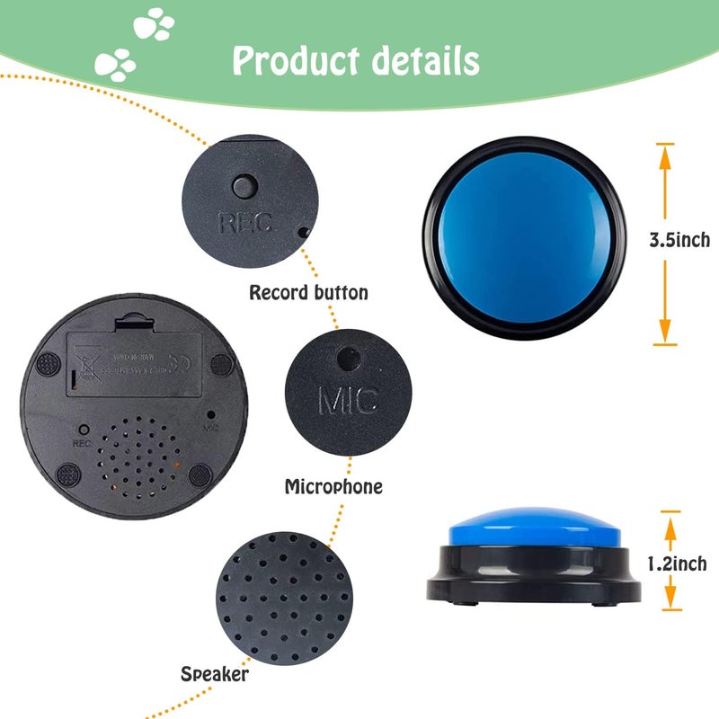 Finest + Voice Recording Button for Communication Pet Training Buzzer, 30 Second Record&Playback Dog Toy, Voice Recording Clicker for Cat, Puppy, Pet Trainin, Funny Gift for Study Office Home 4 Pcs - Image 4